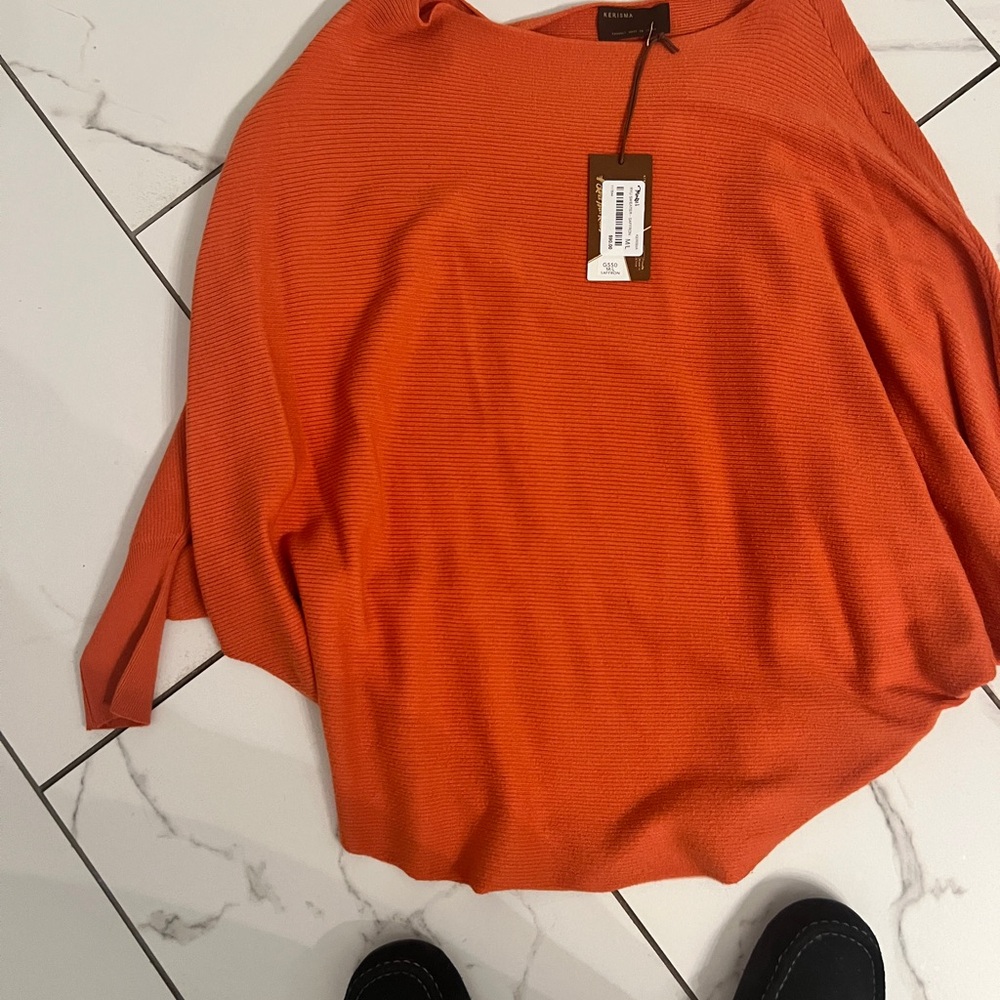 Kerisma Orange Crew Neck Sweater Lightweight Relaxed Fit